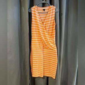 Ann Taylor Peach and White Striped Mini Dress